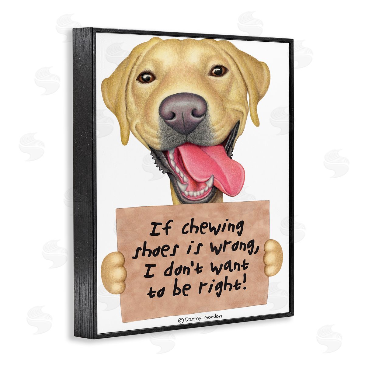 Chewing Shoes Funny Dog Phrase Black Frame Print Wall Art, Home Decor by Danny Gordan