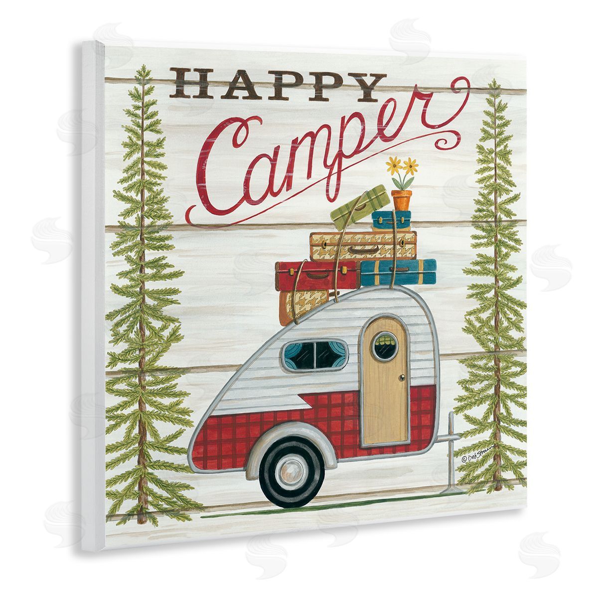 Rustic Happy Camper Phrase Wood Plaque Wall Art, Home Decor by Deb Strain