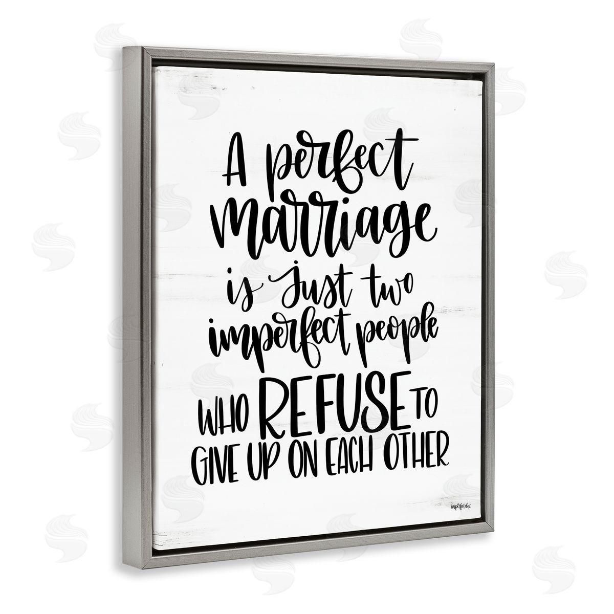 Perfect Marriage Imperfect People Grey Floating Frame Canvas Wall Art, Home Decor by Imperfect Dust