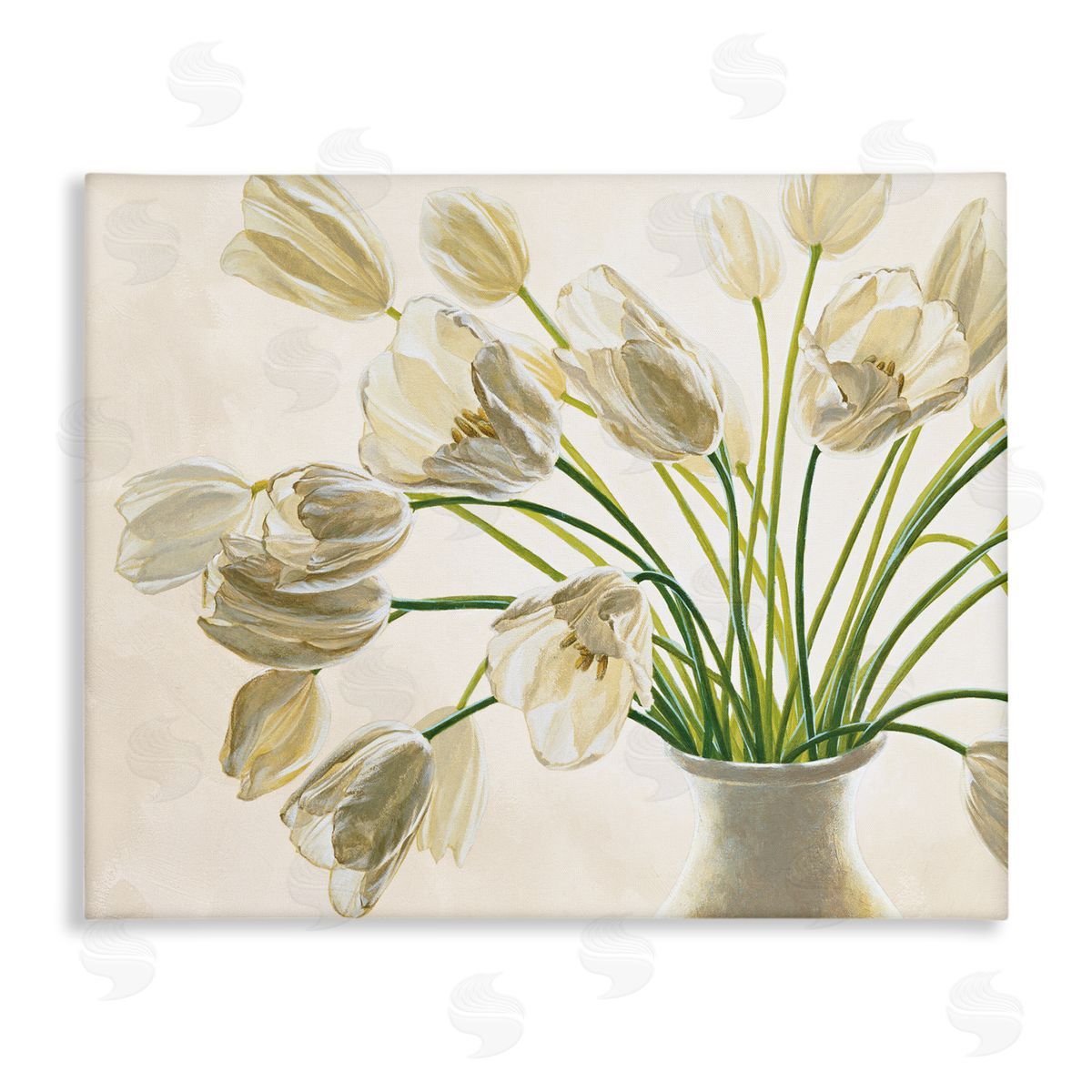 Tranquil White Tulip Bouquet Canvas Wall Art, Home Decor by Eva Barberini