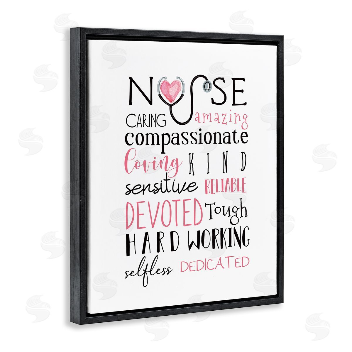 Nurse Inspritational Healthcare List Black Floating Frame Canvas Wall Art, Home Decor by Elizabeth Tyndall