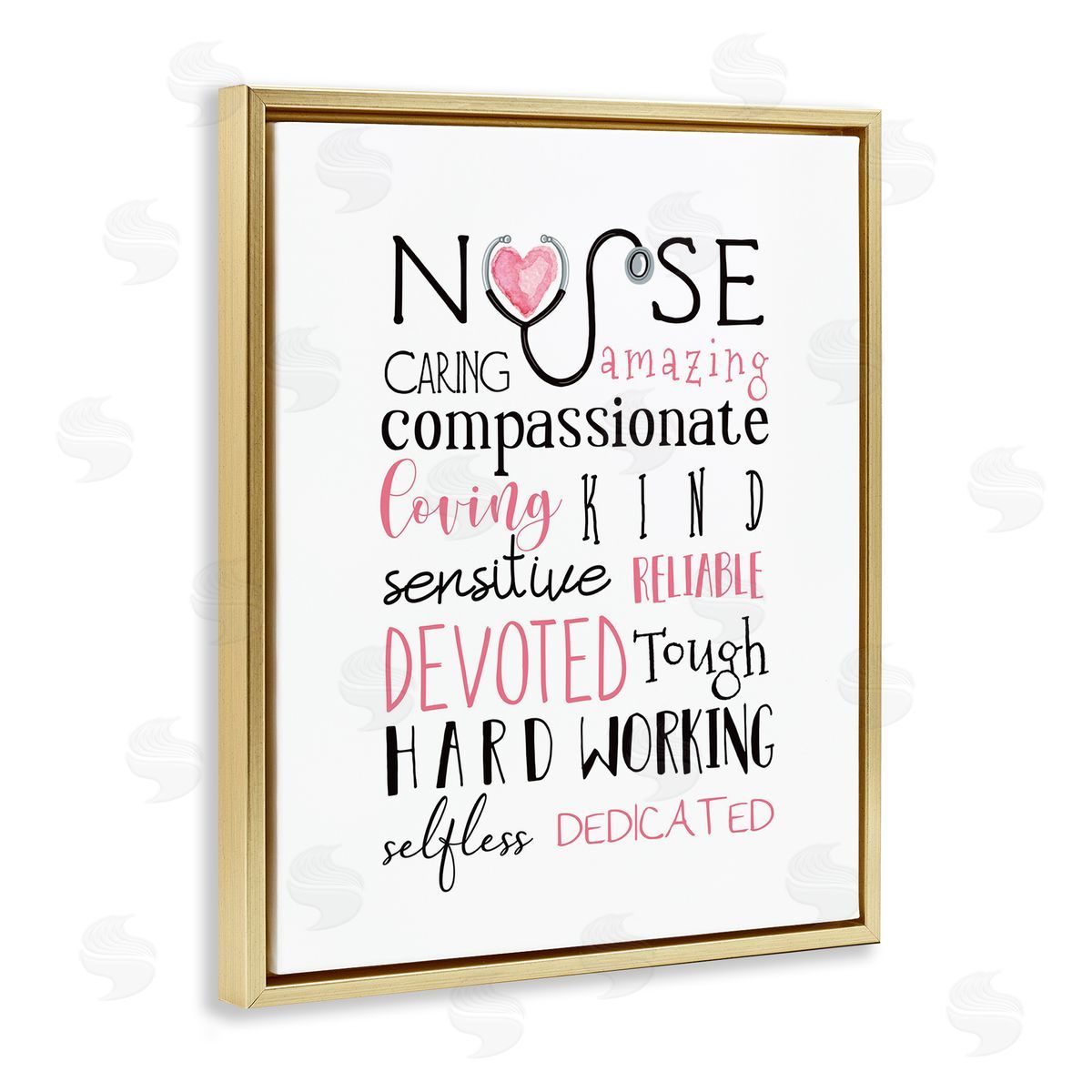 Nurse Inspritational Healthcare List Gold Floating Frame Canvas Wall Art, Home Decor by Elizabeth Tyndall