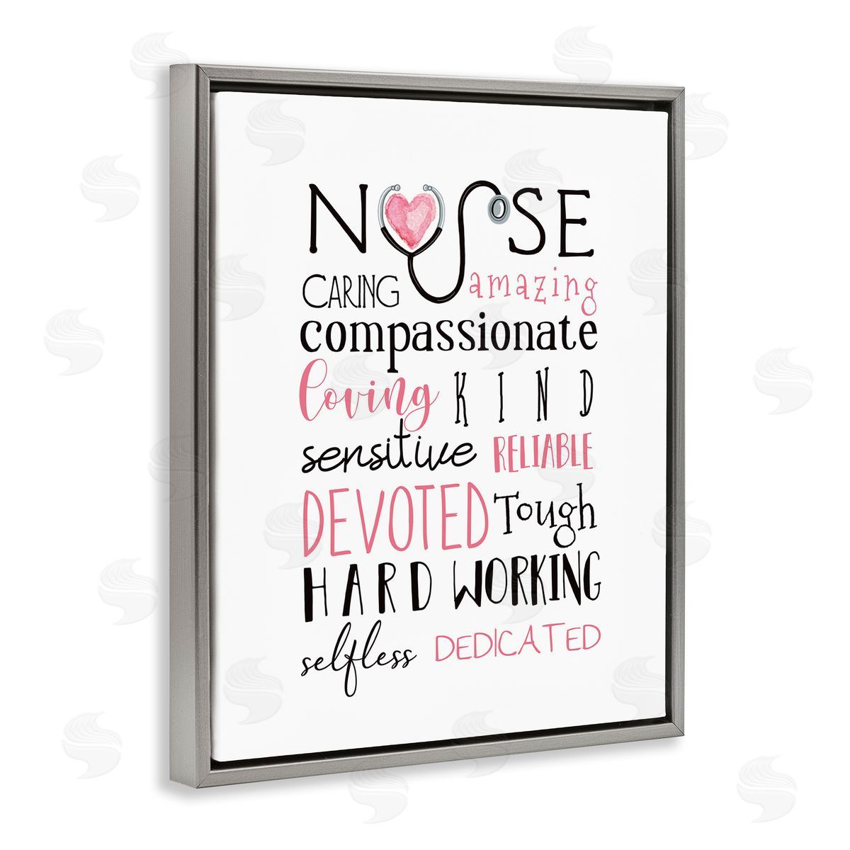 Nurse Inspritational Healthcare List Grey Floating Frame Canvas Wall Art, Home Decor by Elizabeth Tyndall