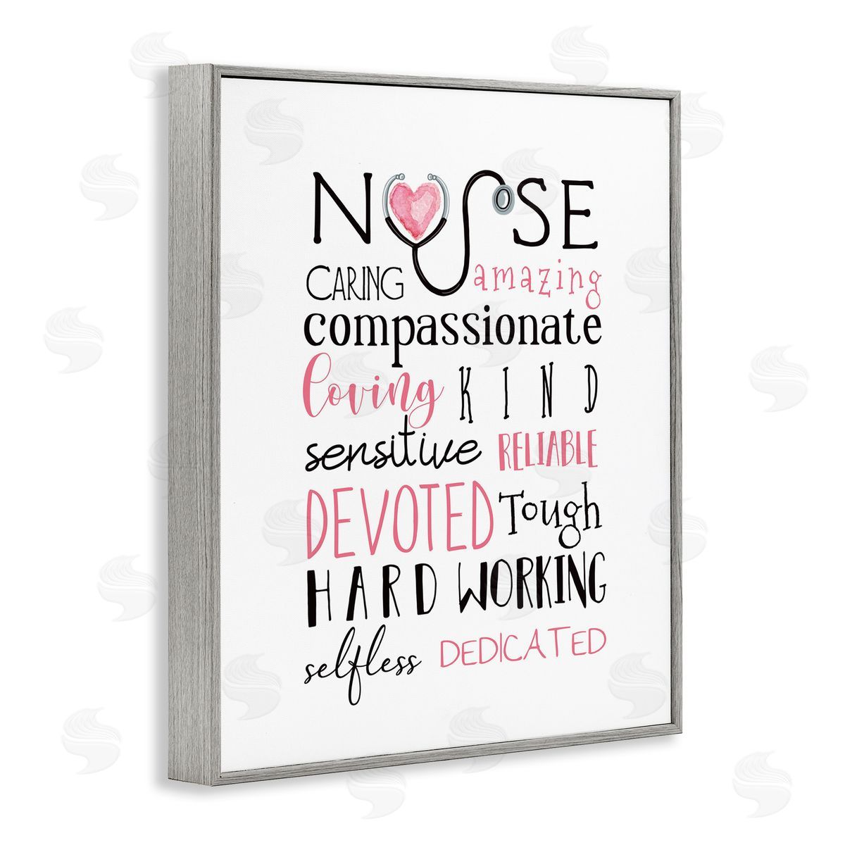 Nurse Inspritational Healthcare List Grey Frame Print Wall Art, Home Decor by Elizabeth Tyndall