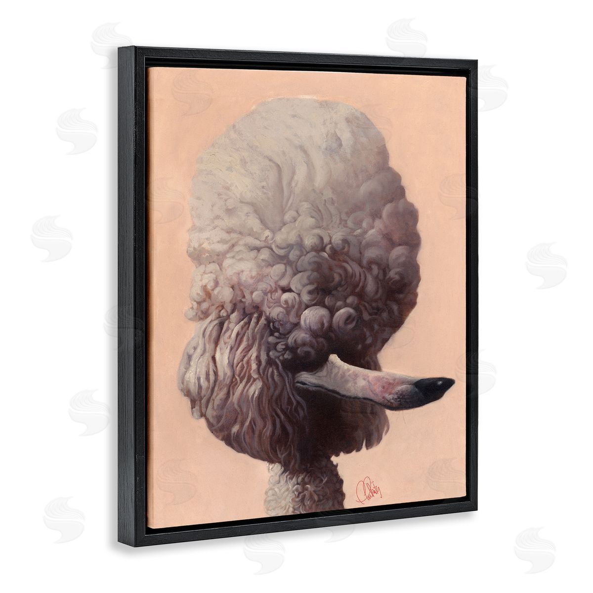 Poodle Afro Funny Dog Black Floating Frame Canvas Wall Art, Home Decor by Thomas Fluharty