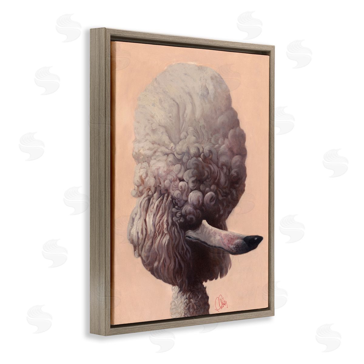 Poodle Afro Funny Dog Brown Floating Frame Canvas Wall Art, Home Decor by Thomas Fluharty
