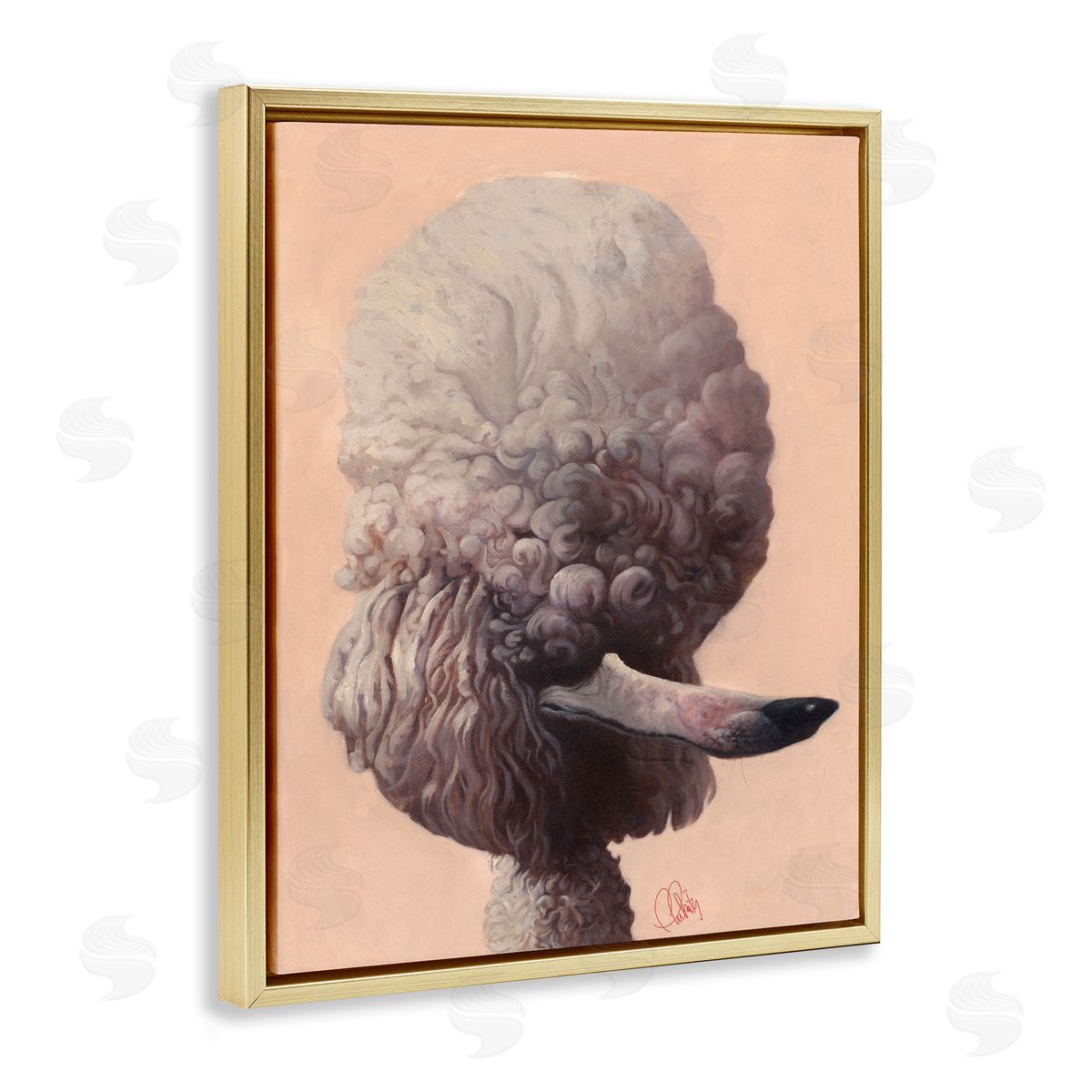 Poodle Afro Funny Dog Gold Floating Frame Canvas Wall Art, Home Decor by Thomas Fluharty