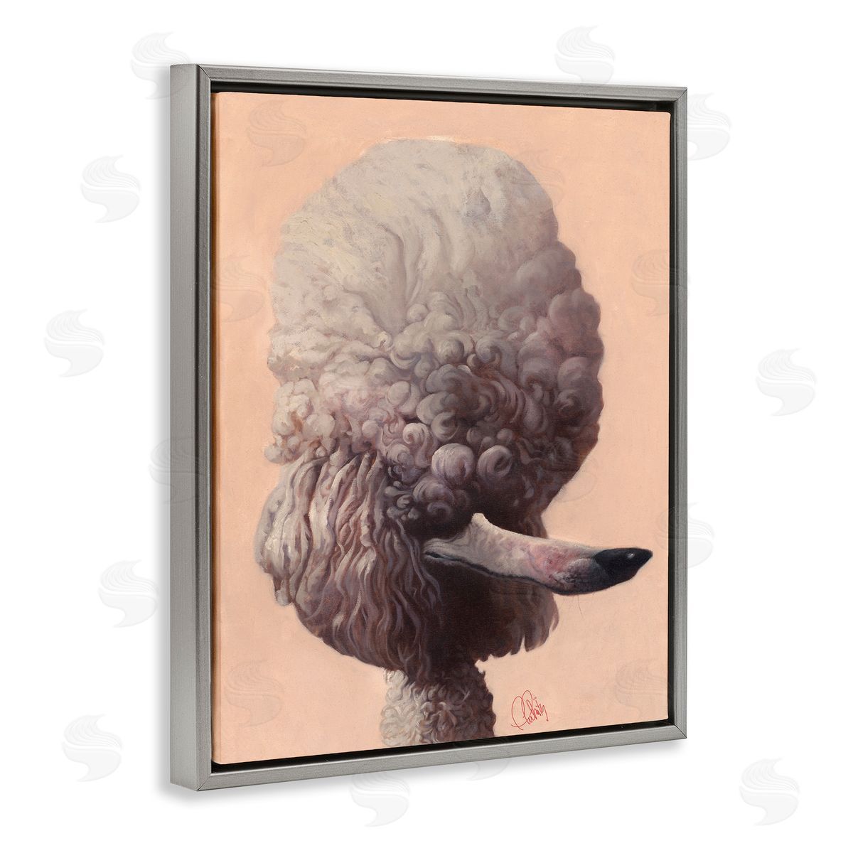 Poodle Afro Funny Dog Grey Floating Frame Canvas Wall Art, Home Decor by Thomas Fluharty
