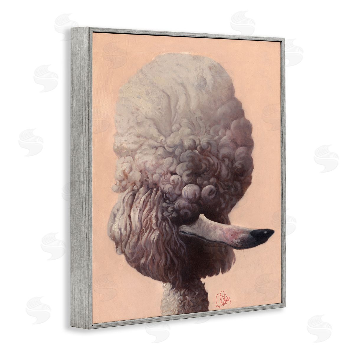 Poodle Afro Funny Dog Grey Frame Print Wall Art, Home Decor by Thomas Fluharty