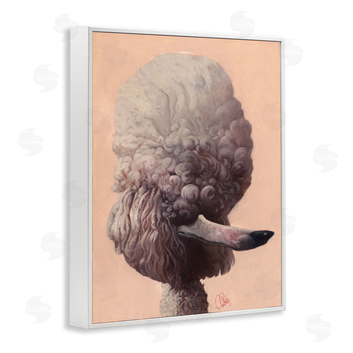 Poodle Afro Funny Dog White Frame Print Wall Art, Home Decor by Thomas Fluharty