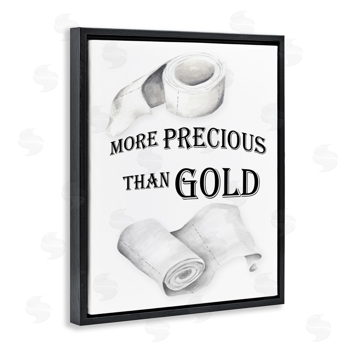 More Than Gold Toilet Paper Black Floating Frame Canvas Wall Art, Home Decor by Gail Green