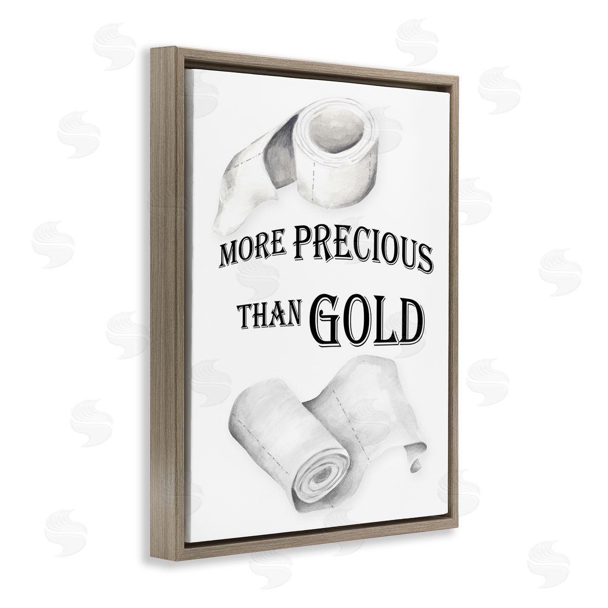 More Than Gold Toilet Paper Brown Floating Frame Canvas Wall Art, Home Decor by Gail Green