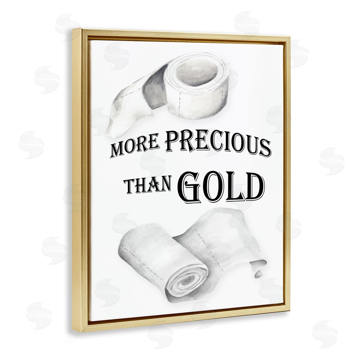 More Than Gold Toilet Paper Gold Floating Frame Canvas Wall Art, Home Decor by Gail Green