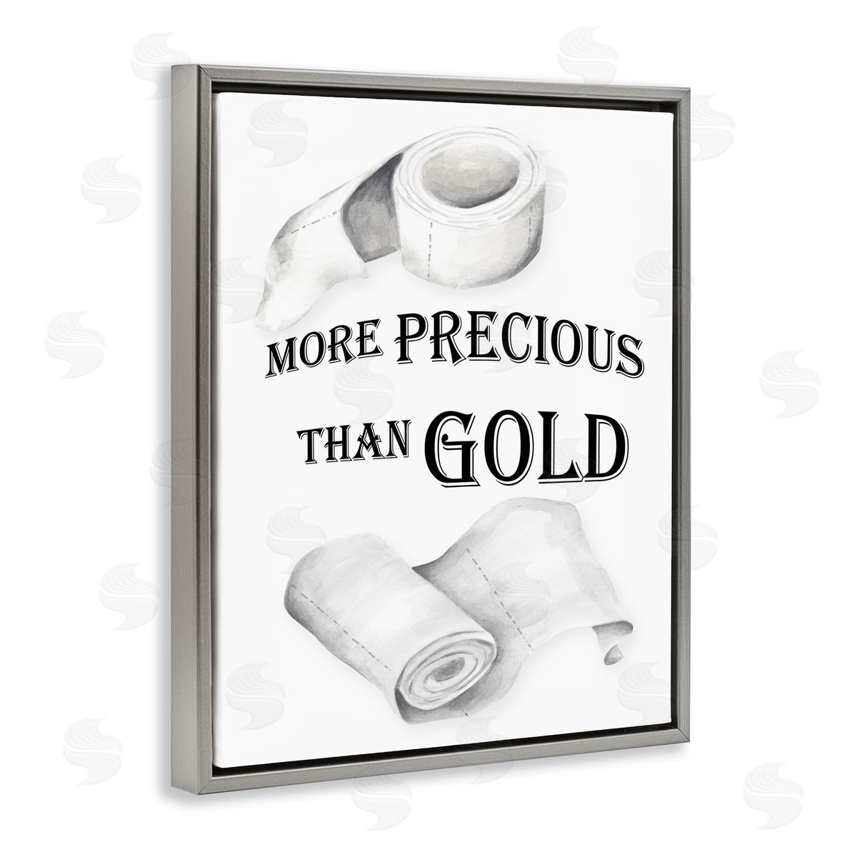 More Than Gold Toilet Paper Grey Floating Frame Canvas Wall Art, Home Decor by Gail Green
