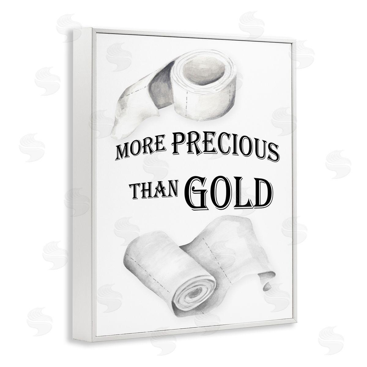 More Than Gold Toilet Paper White Frame Print Wall Art, Home Decor by Gail Green