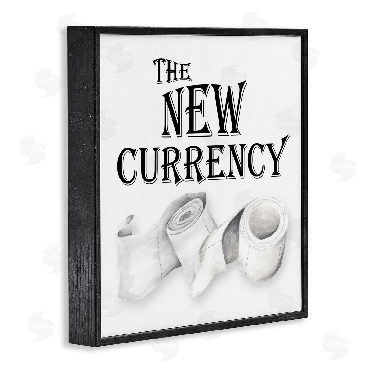 New Currency Toilet Paper Humor Black Frame Print Wall Art, Home Decor by Gail Green