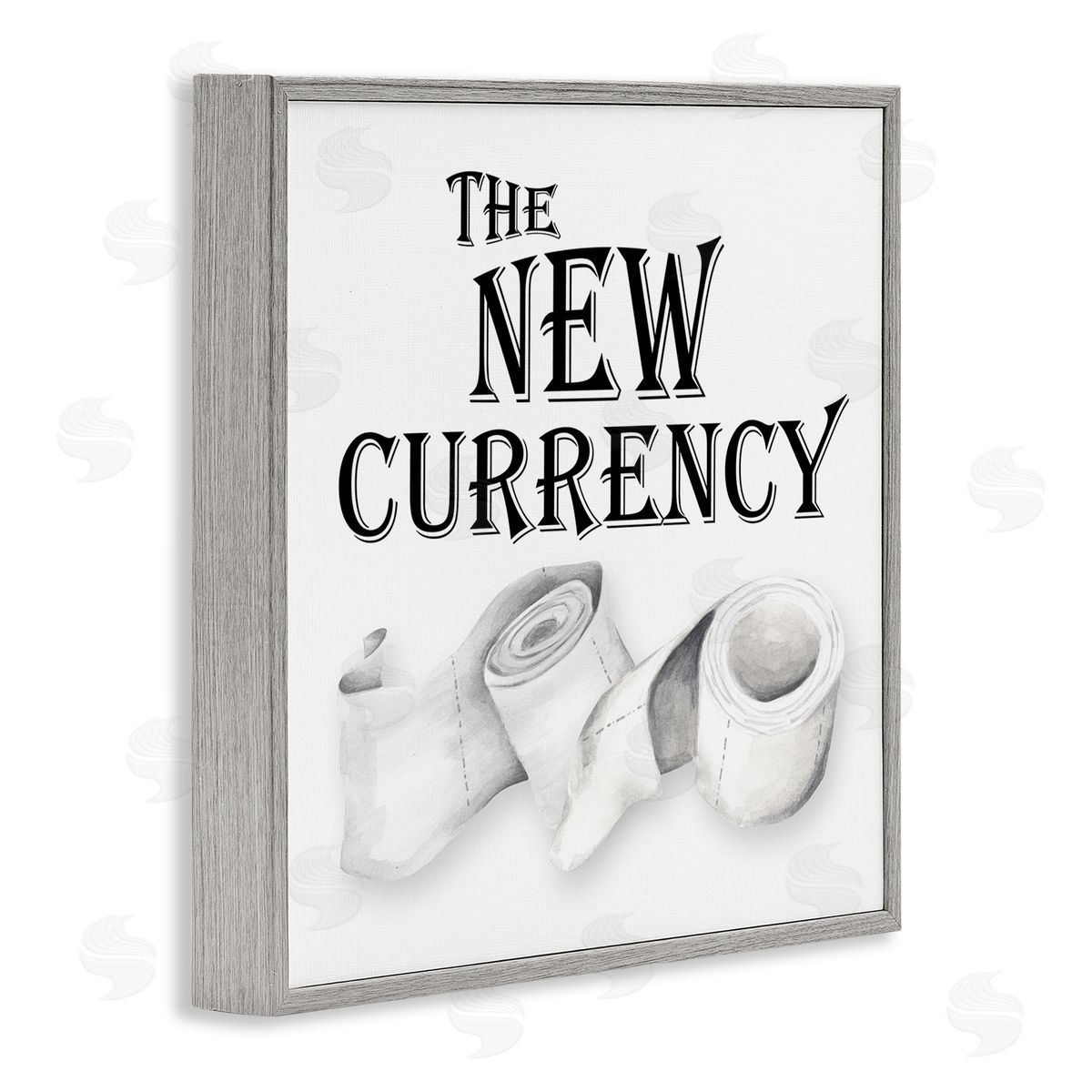 New Currency Toilet Paper Humor Grey Frame Print Wall Art, Home Decor by Gail Green