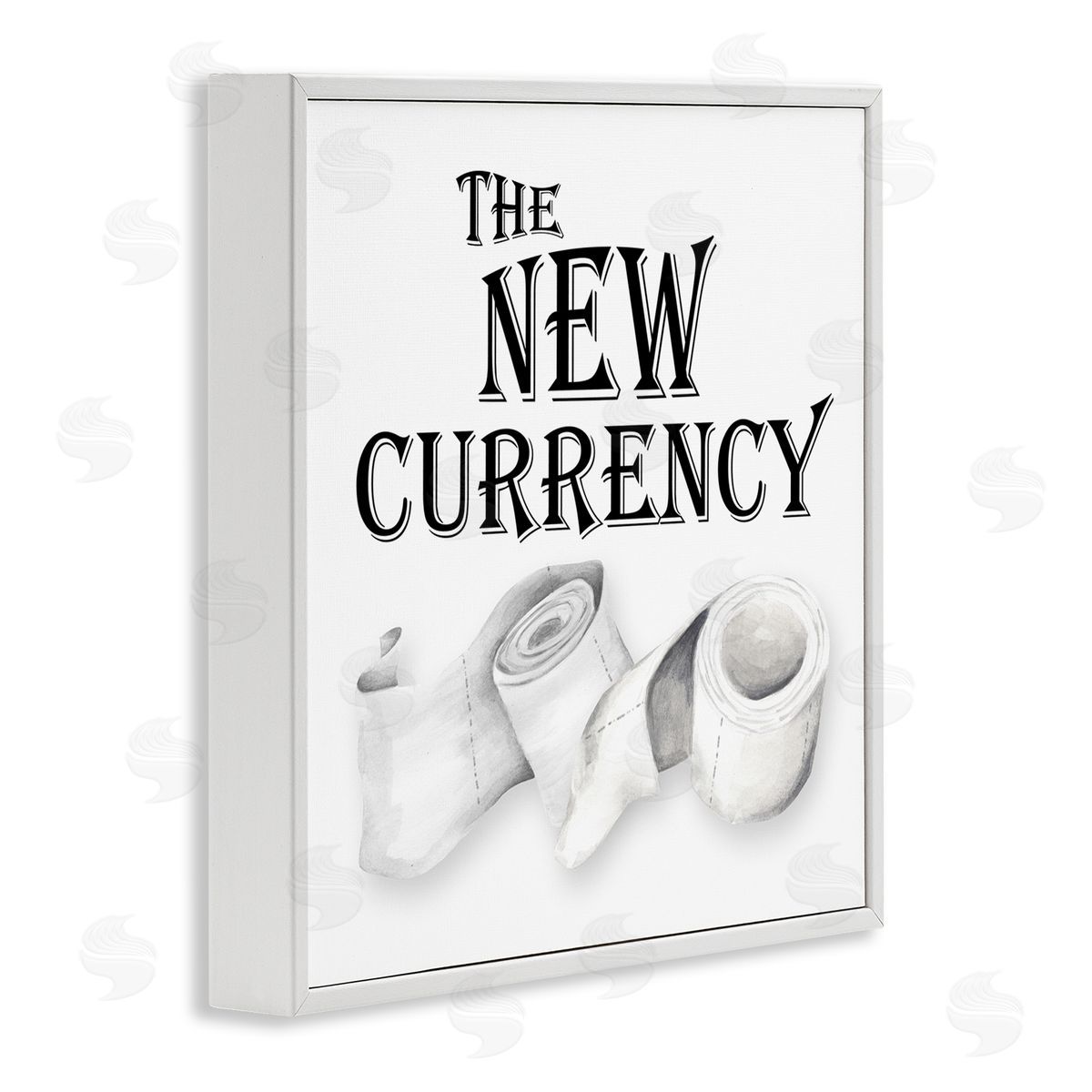New Currency Toilet Paper Humor White Frame Print Wall Art, Home Decor by Gail Green