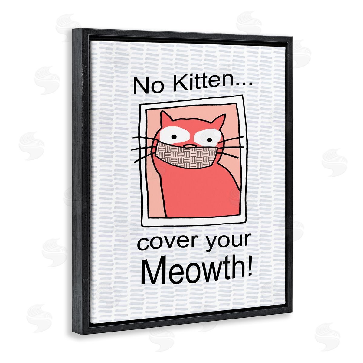 No Kitten Cover Your Meowth Black Floating Frame Canvas Wall Art, Home Decor by Gail Green