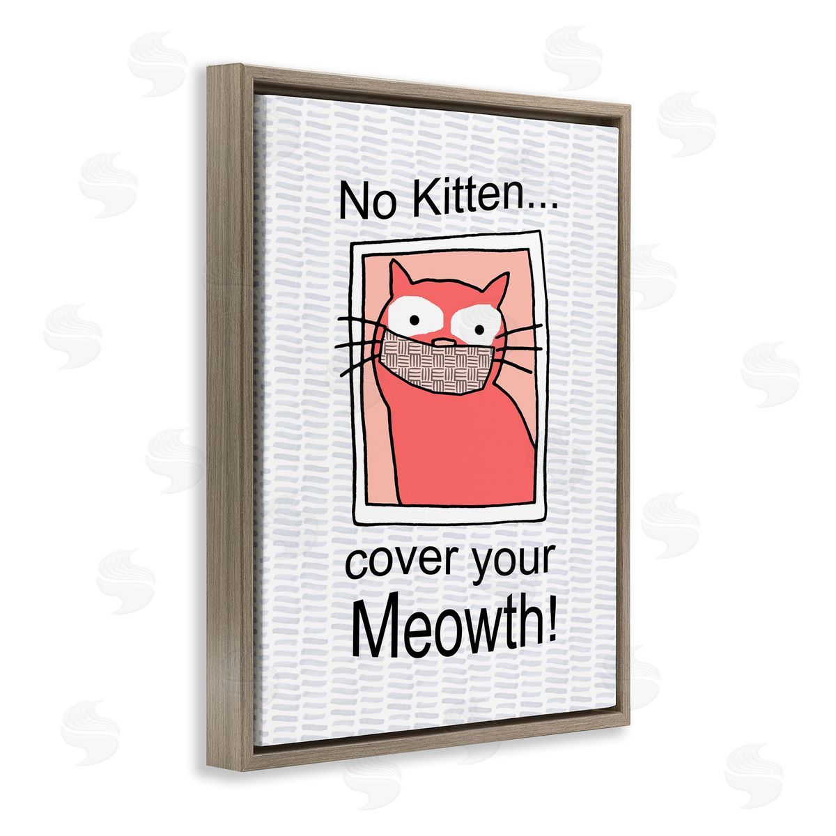 No Kitten Cover Your Meowth Brown Floating Frame Canvas Wall Art, Home Decor by Gail Green