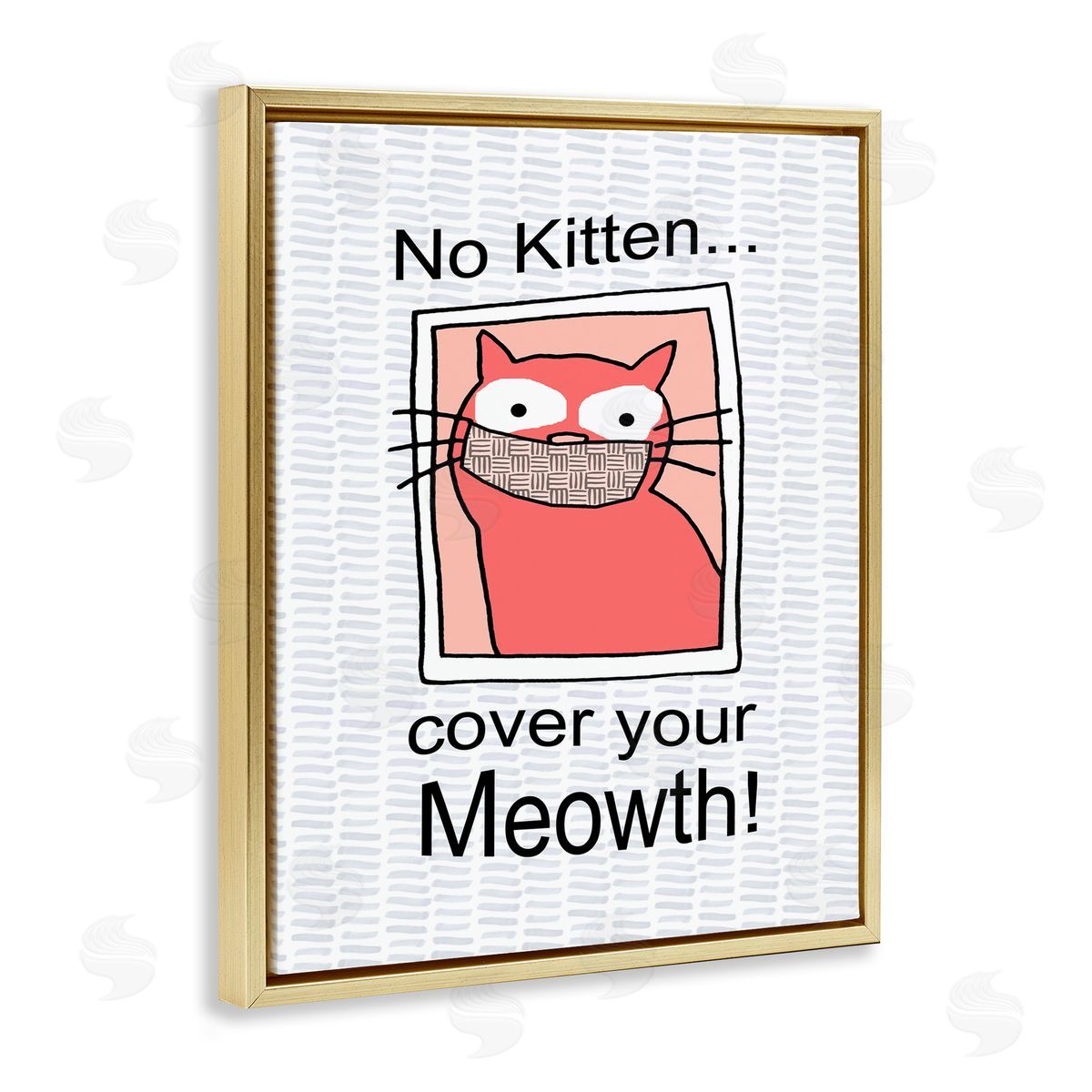 No Kitten Cover Your Meowth Gold Floating Frame Canvas Wall Art, Home Decor by Gail Green