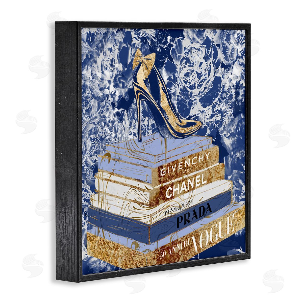 Heels on Fashion Books Blue Black Frame Print Wall Art, Home Decor by Ziwei Li