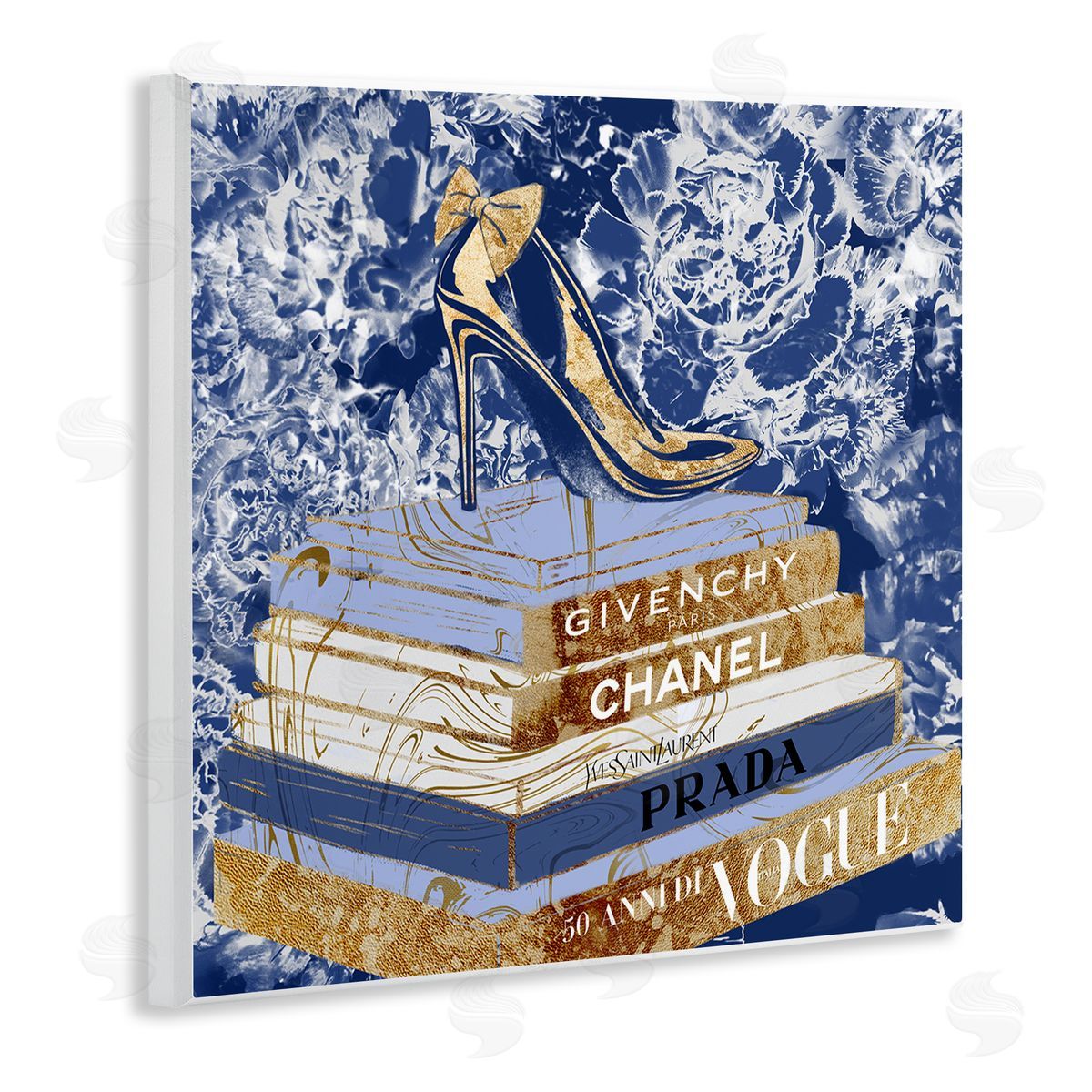 Heels on Fashion Books Blue Wood Plaque Wall Art, Home Decor by Ziwei Li