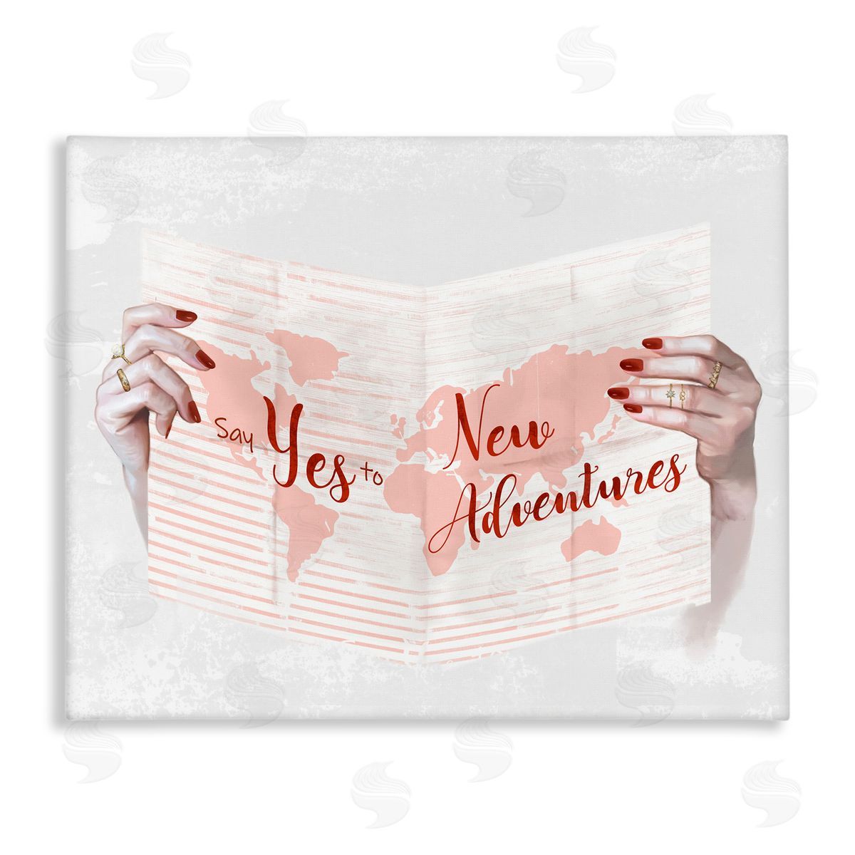 Yes to New Adventures Red Pink Canvas Wall Art, Home Decor by Ziwei Li