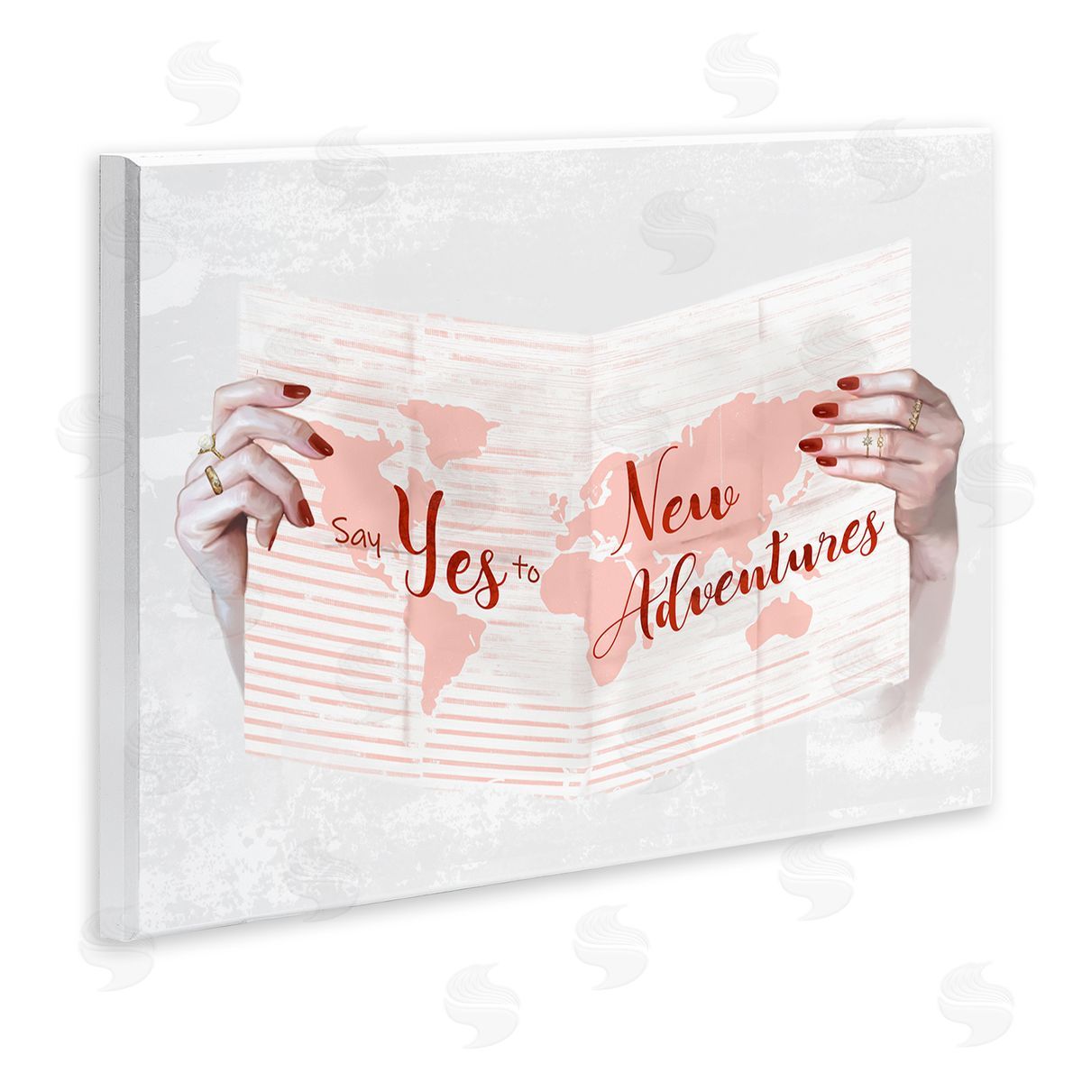 Yes to New Adventures Red Pink Wood Plaque Wall Art, Home Decor by Ziwei Li