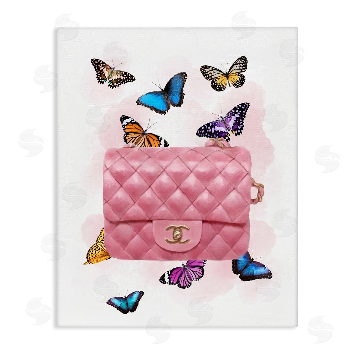 Butterflies and Pink Clutch Canvas Wall Art, Home Decor by Ziwei Li