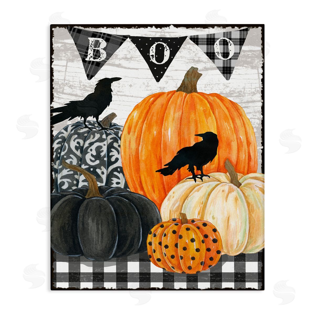 Boo Crows and Pumpkins Canvas Wall Art, Home Decor by Andrea Tachiera