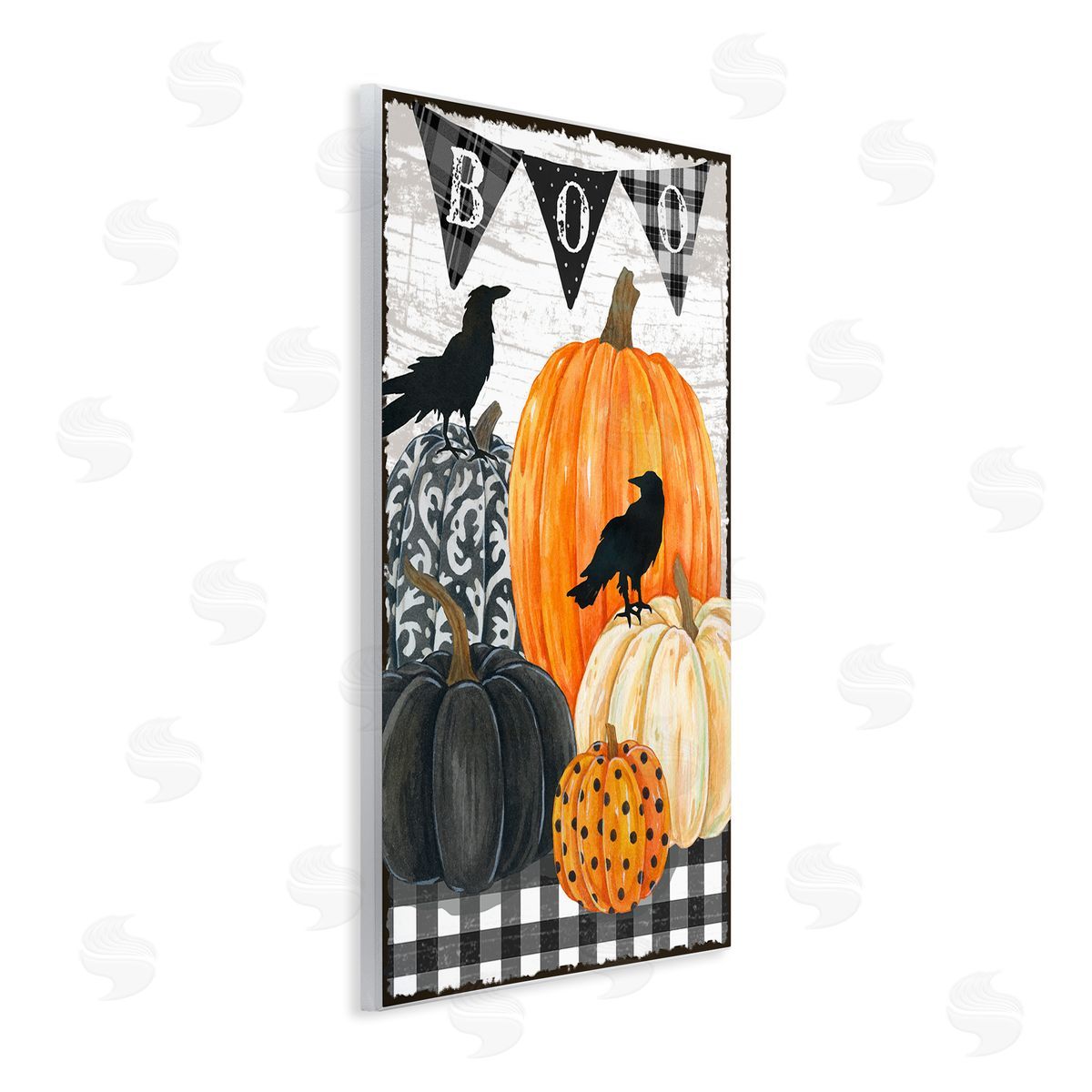 Boo Crows and Pumpkins Wood Plaque Wall Art, Home Decor by Andrea Tachiera