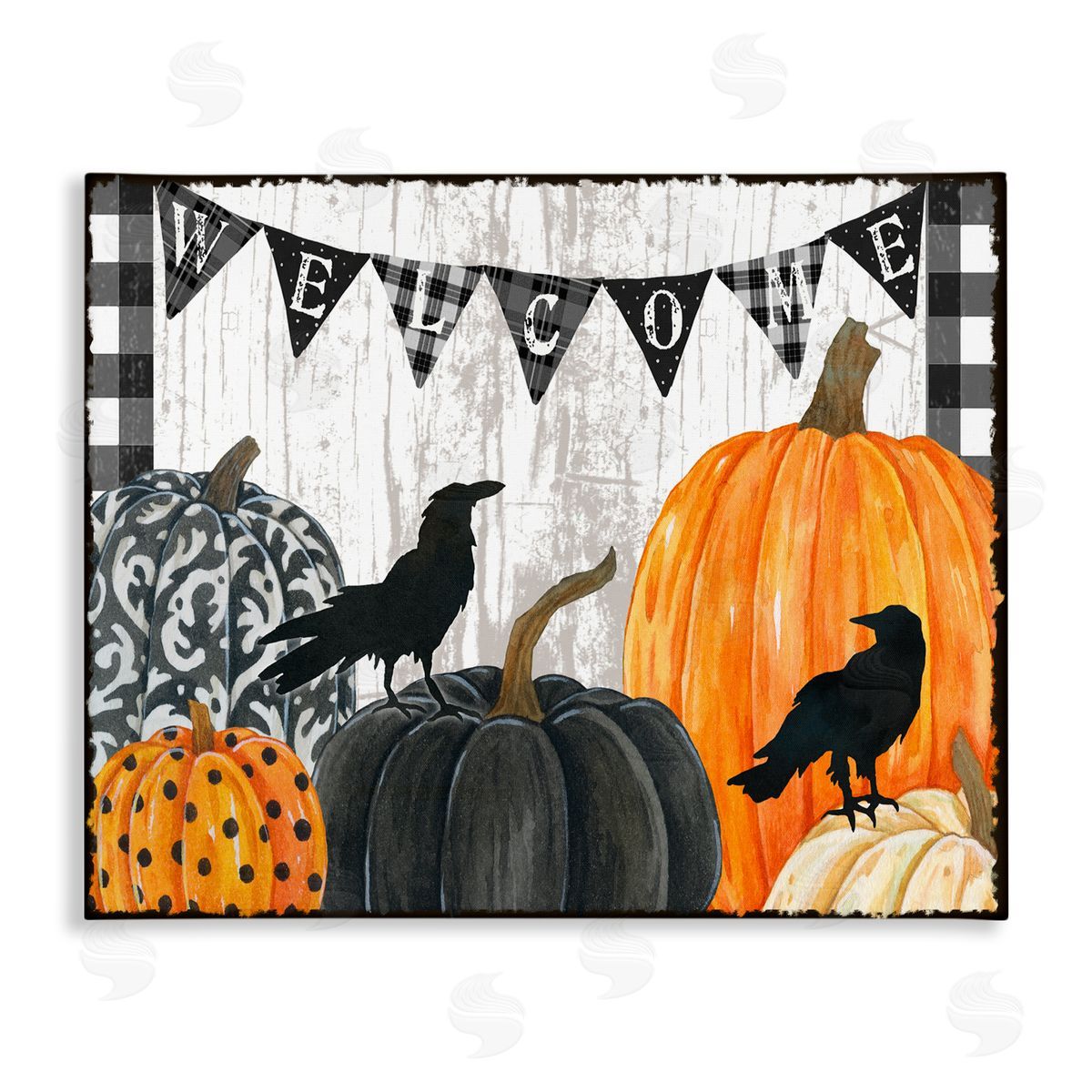 Welcome Crows and Pumpkins Canvas Wall Art, Home Decor by Andrea Tachiera