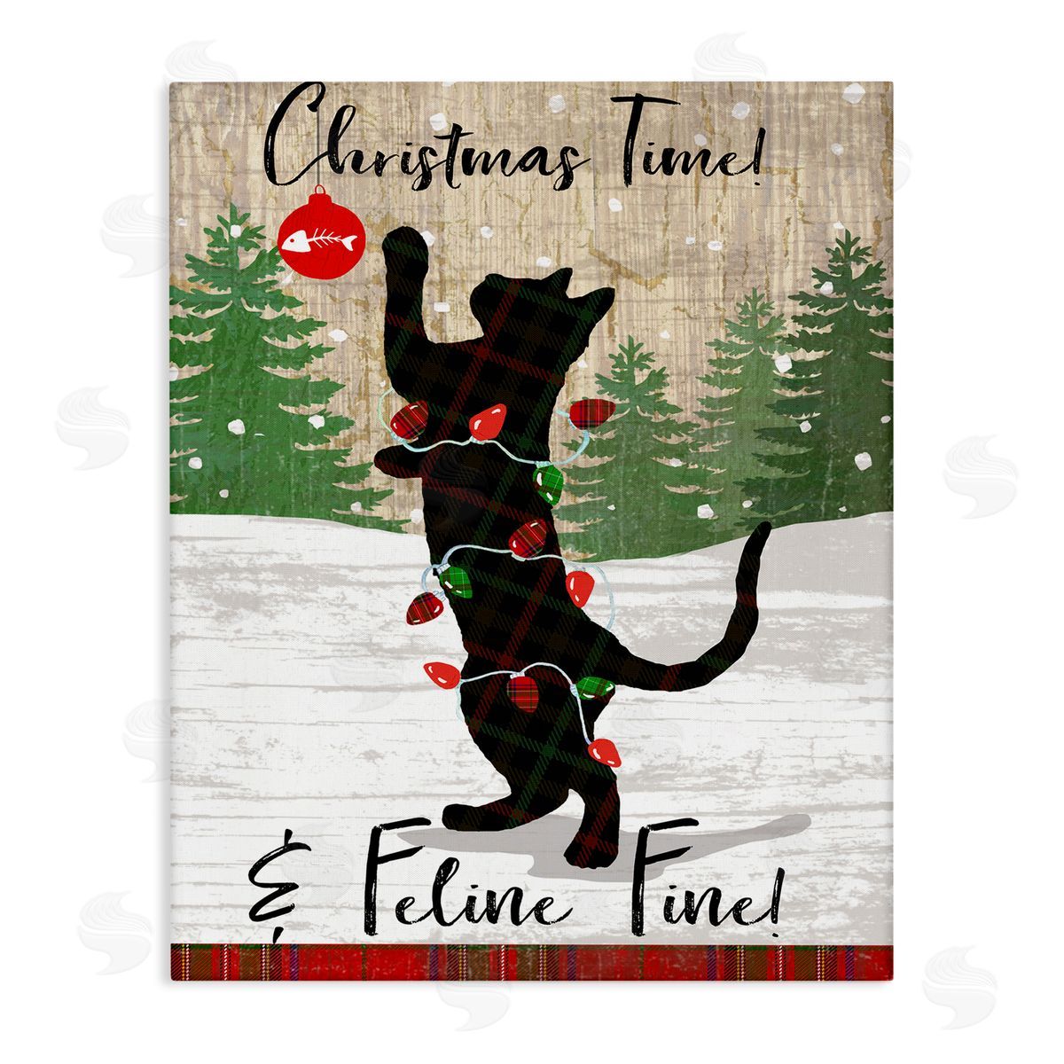 Christmas Time & Feline Fine Canvas Wall Art, Home Decor by Andrea Tachiera