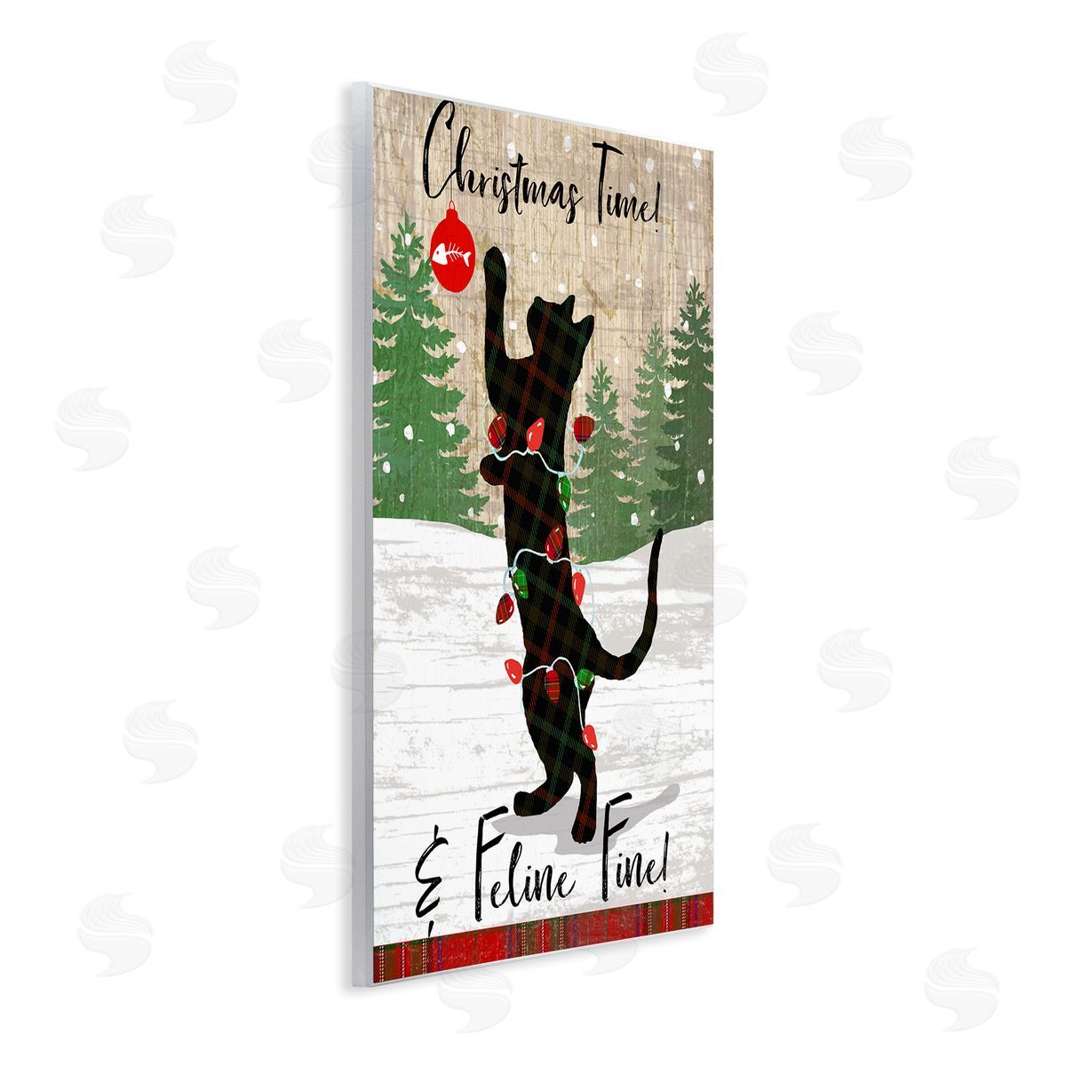 Christmas Time & Feline Fine Wood Plaque Wall Art, Home Decor by Andrea Tachiera