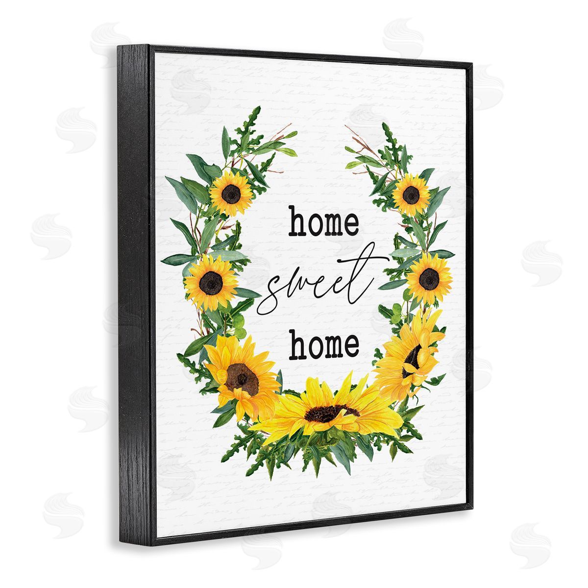Home Sweet Home Sunflowers Black Frame Print Wall Art, Home Decor by Lettered and Lined