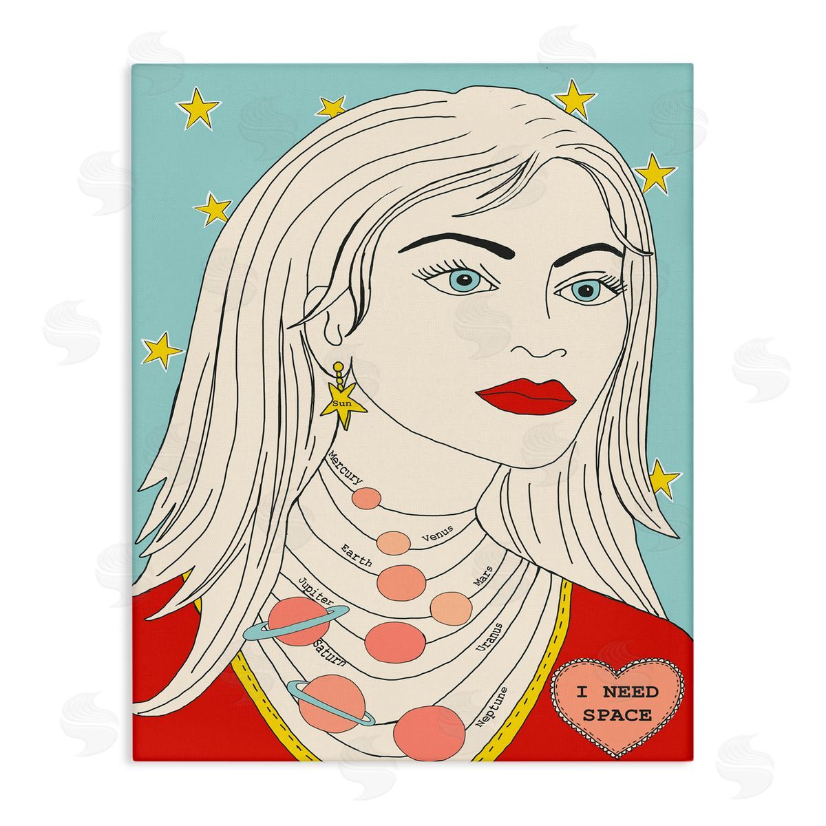 I Need Space Female Portrait Canvas Wall Art, Home Decor by Sangita Bachelet