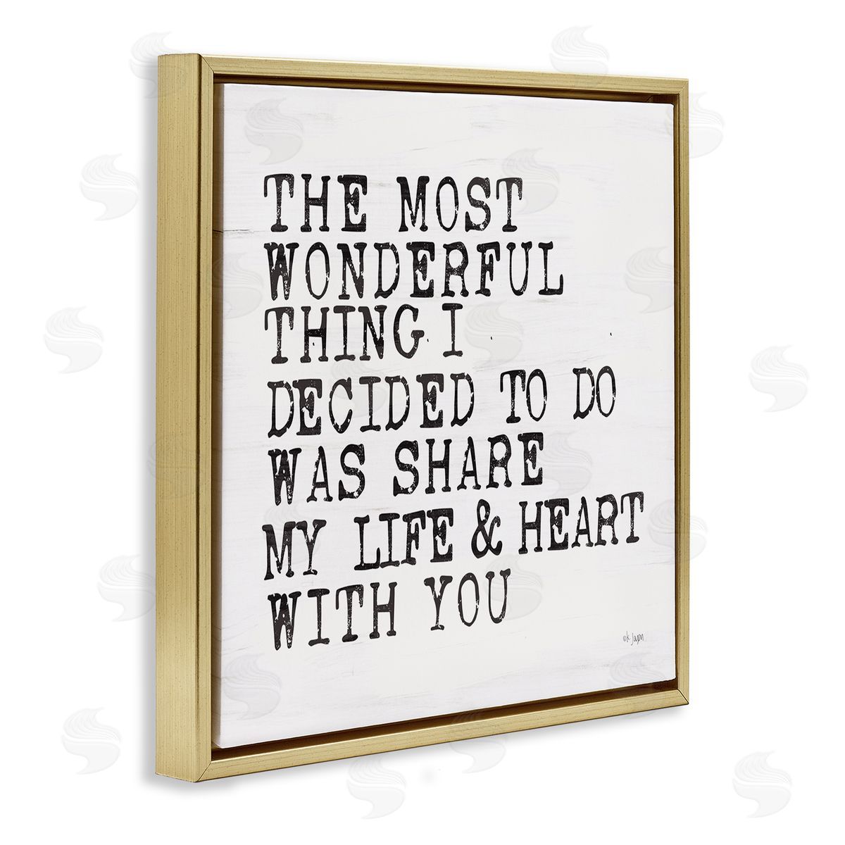 Share My Heart Inspirational Gold Floating Frame Canvas Wall Art, Home Decor by JAXN BLVD