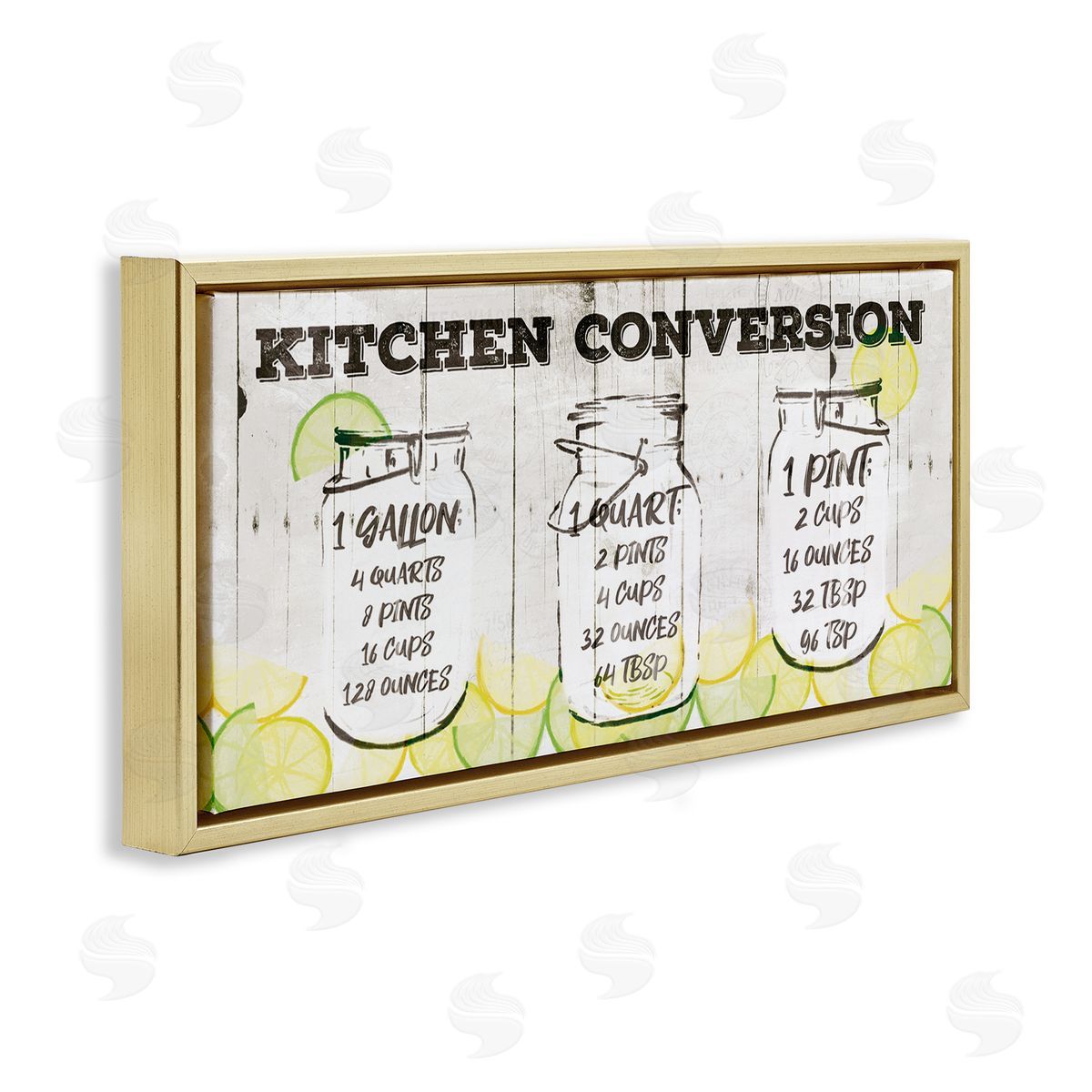 Kitchen Conversion Summer Jars Gold Floating Frame Canvas Wall Art, Home Decor by Jace Grey