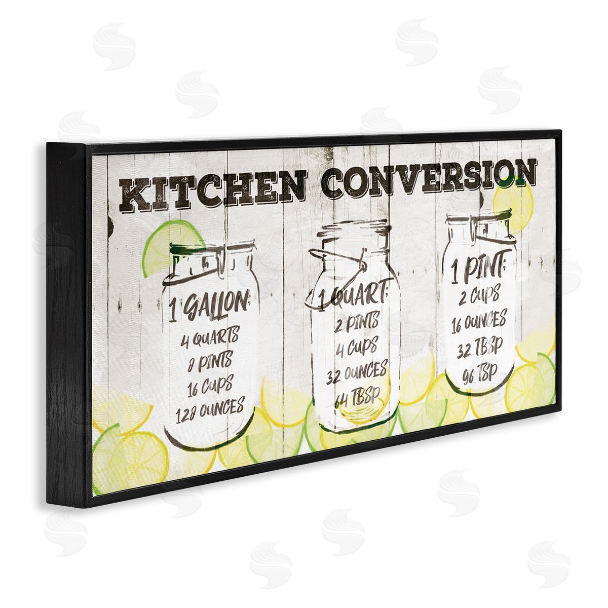 Kitchen Conversion Summer Jars Black Frame Print Wall Art, Home Decor by Jace Grey