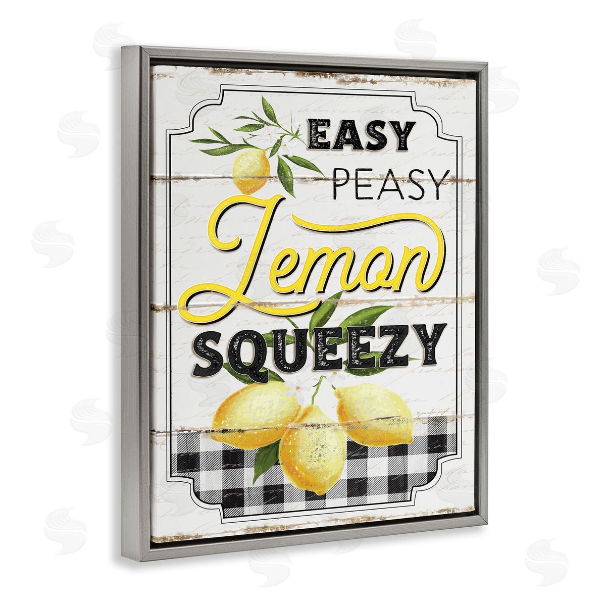 Easy Peasy Lemon Squeezy Farmhouse Grey Floating Frame Canvas Wall Art, Home Decor by Jennifer Pugh