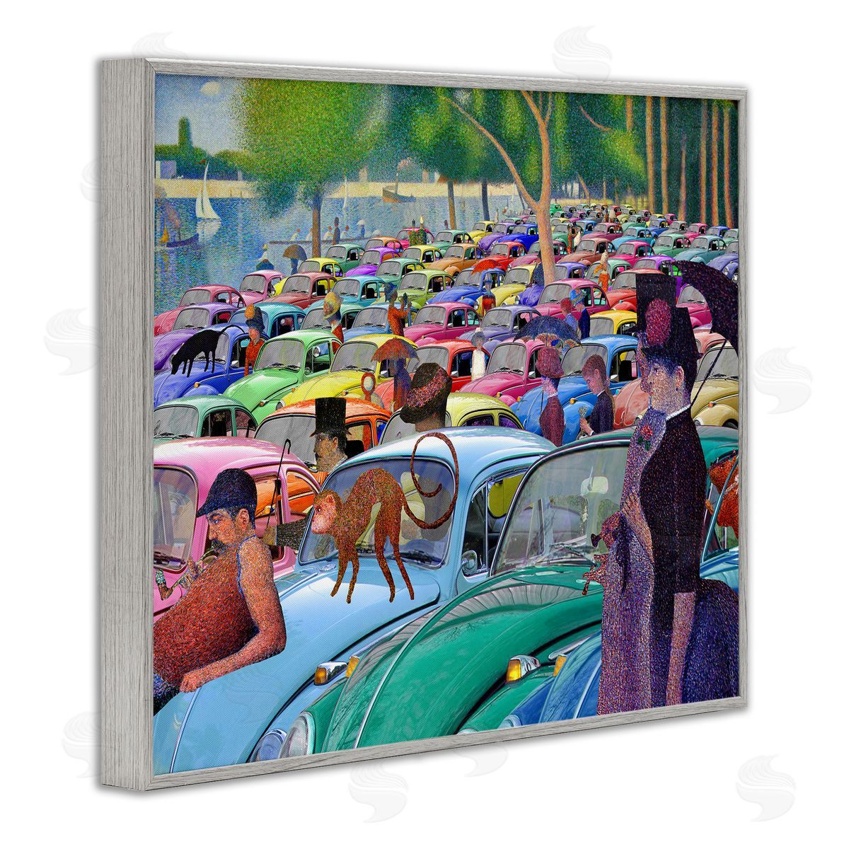 Walk in the Car Park Grey Frame Print Wall Art, Home Decor by Barry Kite