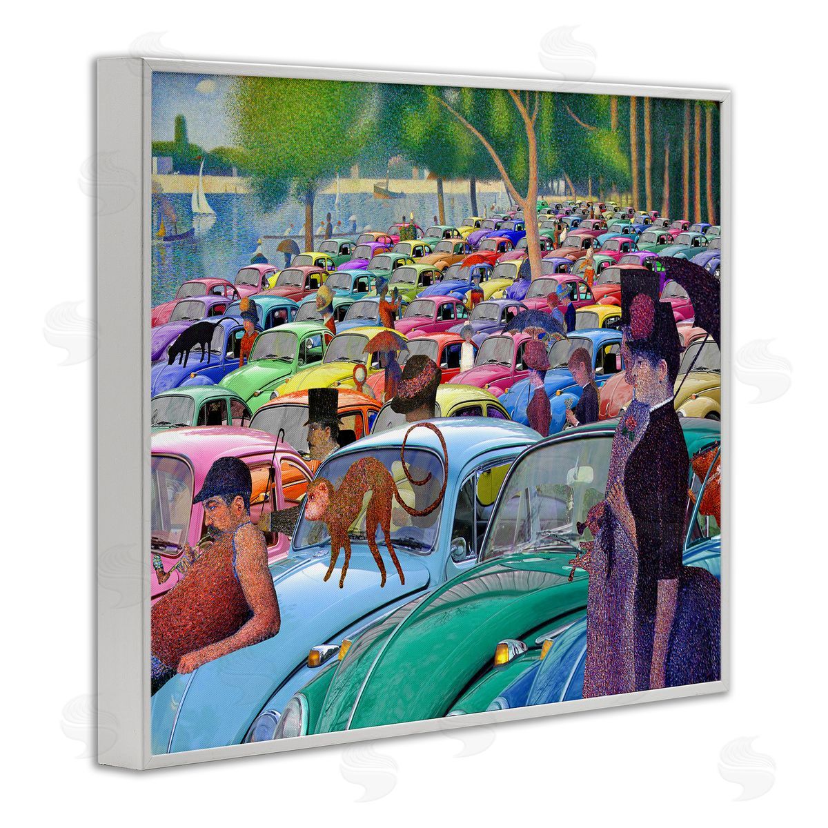Walk in the Car Park White Frame Print Wall Art, Home Decor by Barry Kite