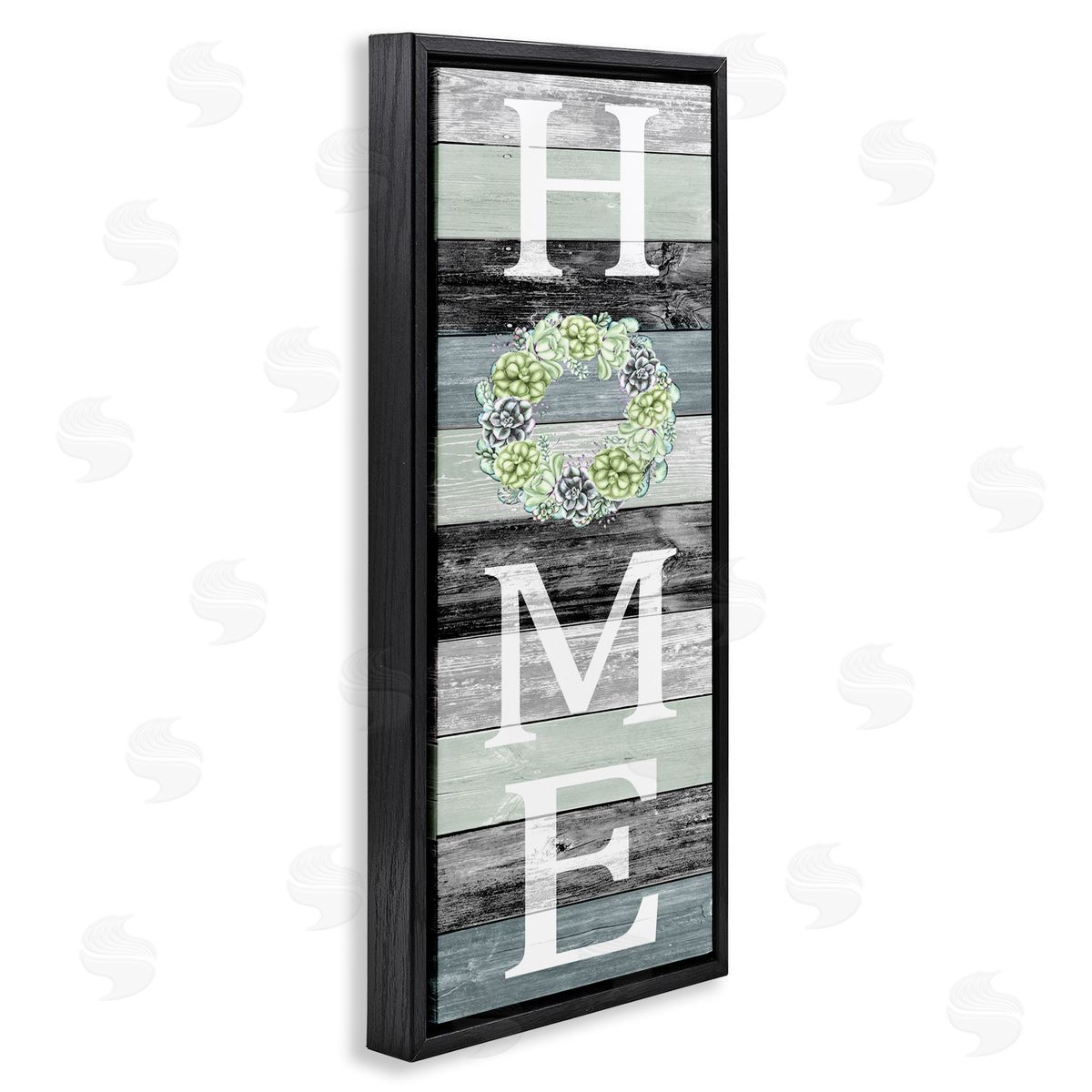 Welcome Home Succulent Accent Black Floating Frame Canvas Wall Art, Home Decor by Kim Allen