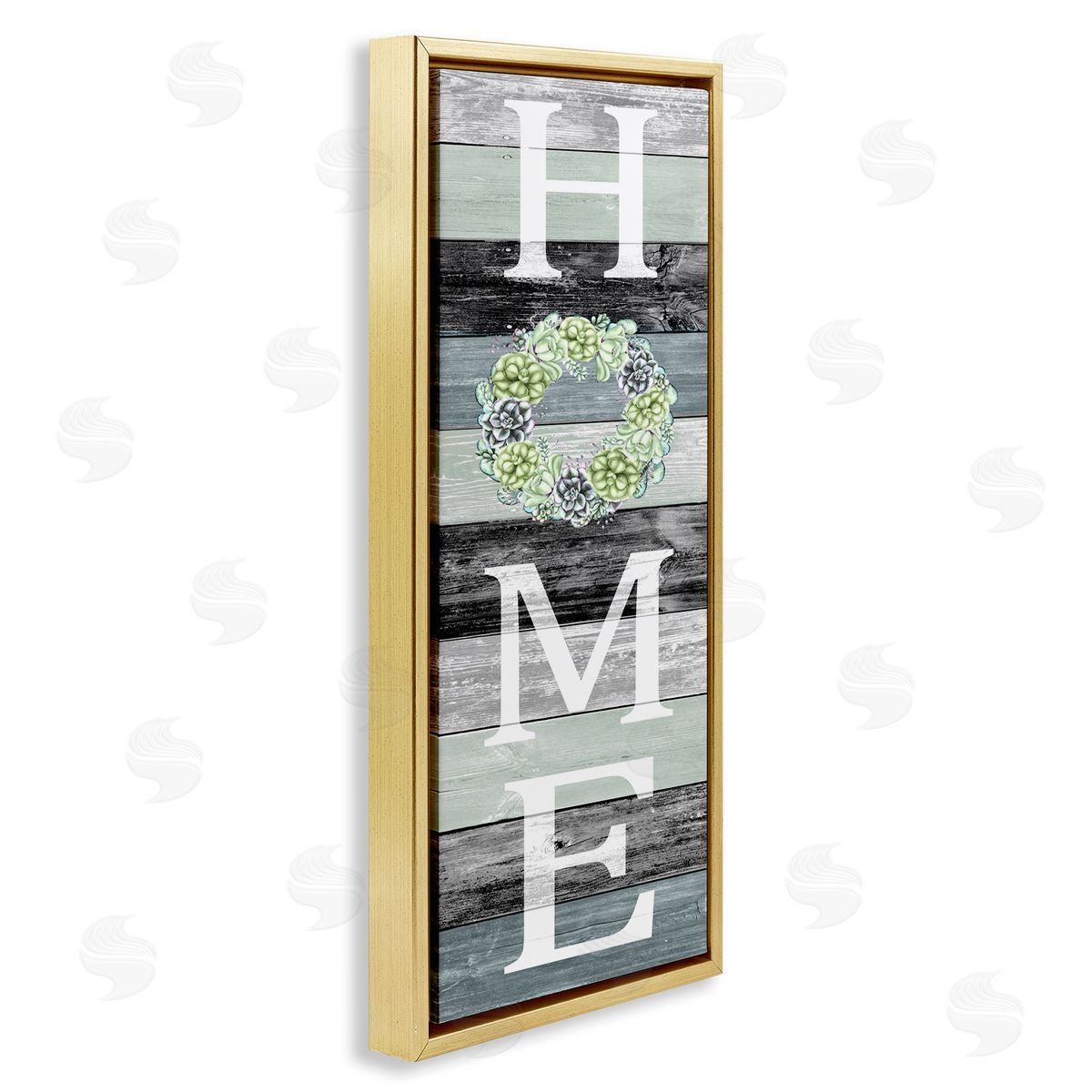Welcome Home Succulent Accent Gold Floating Frame Canvas Wall Art, Home Decor by Kim Allen