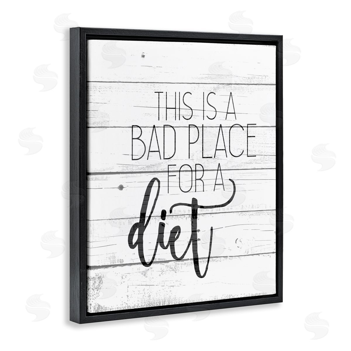 Bad Place for a Diet Funny Black Floating Frame Canvas Wall Art, Home Decor by Kim Allen