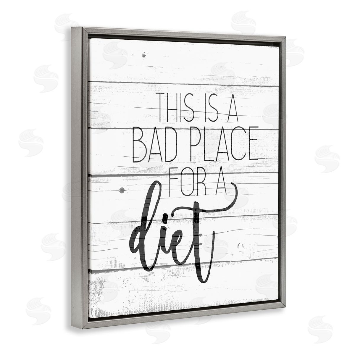 Bad Place for a Diet Funny Grey Floating Frame Canvas Wall Art, Home Decor by Kim Allen