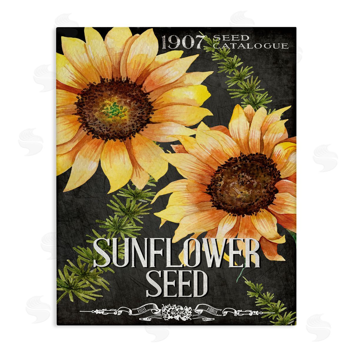 Sunflower Seed Vintage Poster Canvas Wall Art, Home Decor by Kim Allen