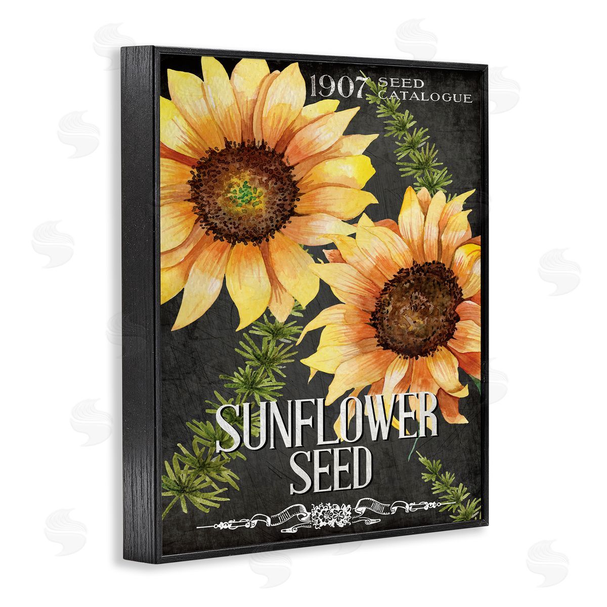 Sunflower Seed Vintage Poster Black Frame Print Wall Art, Home Decor by Kim Allen
