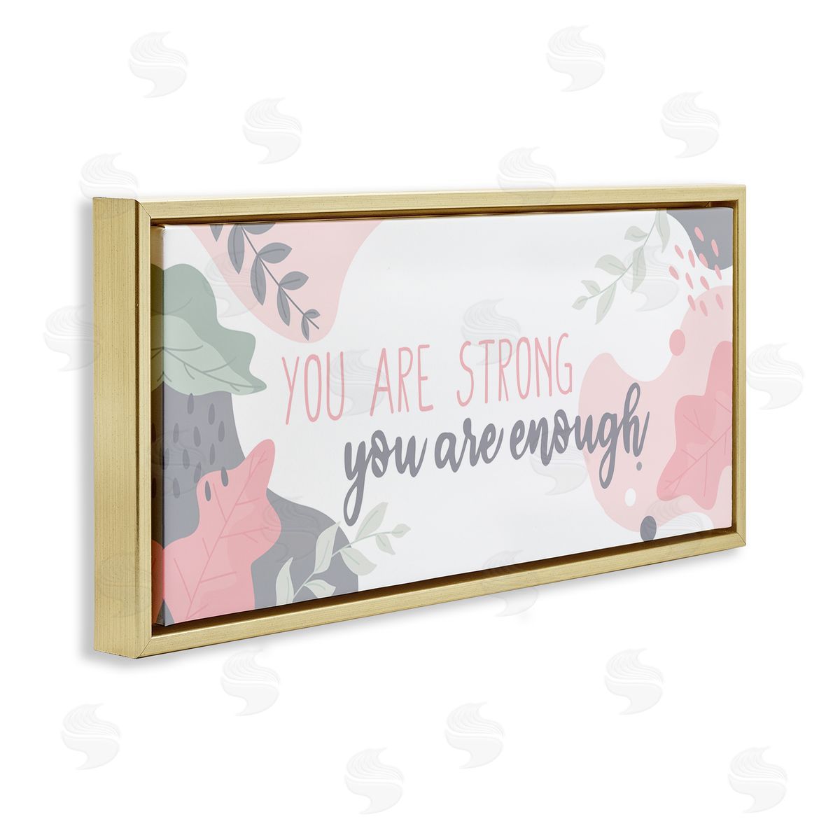 You Are Strong Pink Gold Floating Frame Canvas Wall Art, Home Decor by Kim Allen